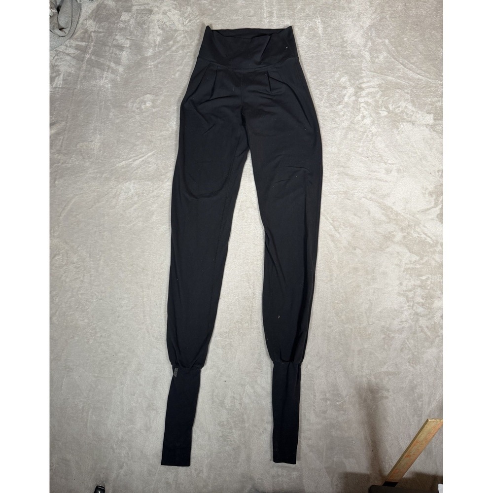 lululemon Women's S Black Stirrup Leggings Solid Logo Accent Athletic Pant